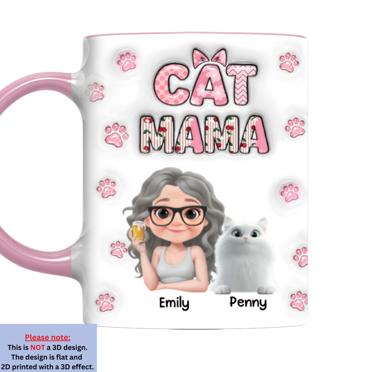 Custom Christmas Birthday Gifts For Cat Mom, Cat Lovers • Cherry On Top Of Cats - Personalized 3D Inflated Effect Accent Mug