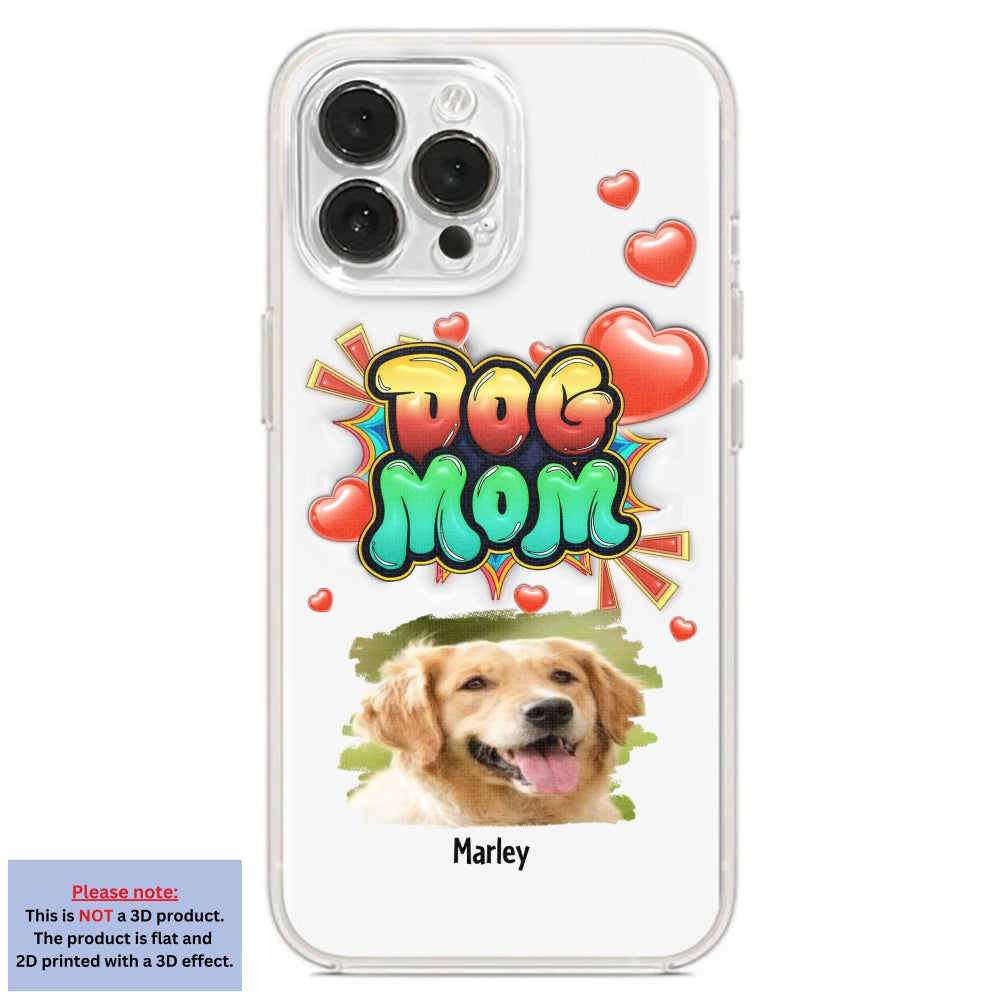 Dog Mom Gradient Photo - Personalized 3D Inflated Effect Phone Case
