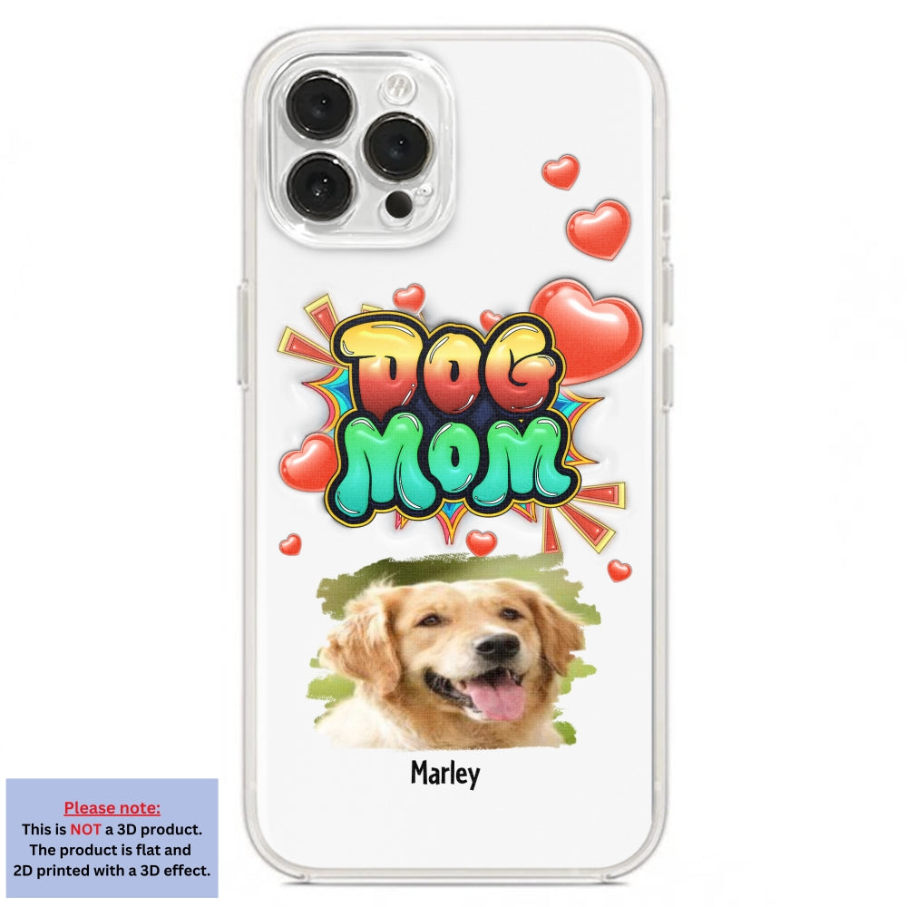 Dog Mom Gradient Photo - Personalized 3D Inflated Effect Phone Case