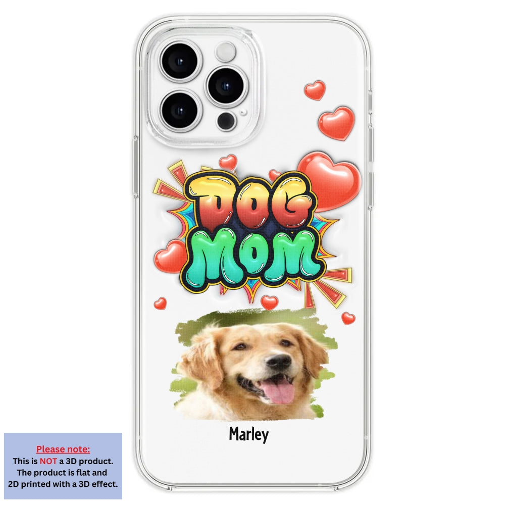 Dog Mom Gradient Photo - Personalized 3D Inflated Effect Phone Case