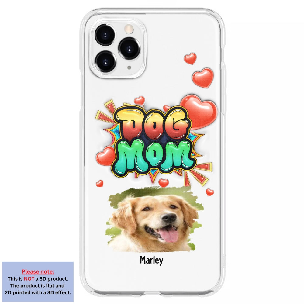 Dog Mom Gradient Photo - Personalized 3D Inflated Effect Phone Case