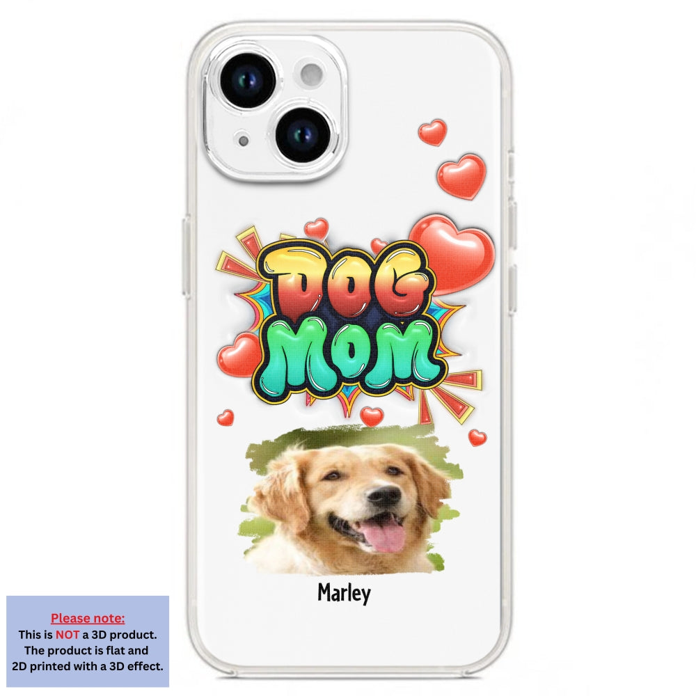 Dog Mom Gradient Photo - Personalized 3D Inflated Effect Phone Case