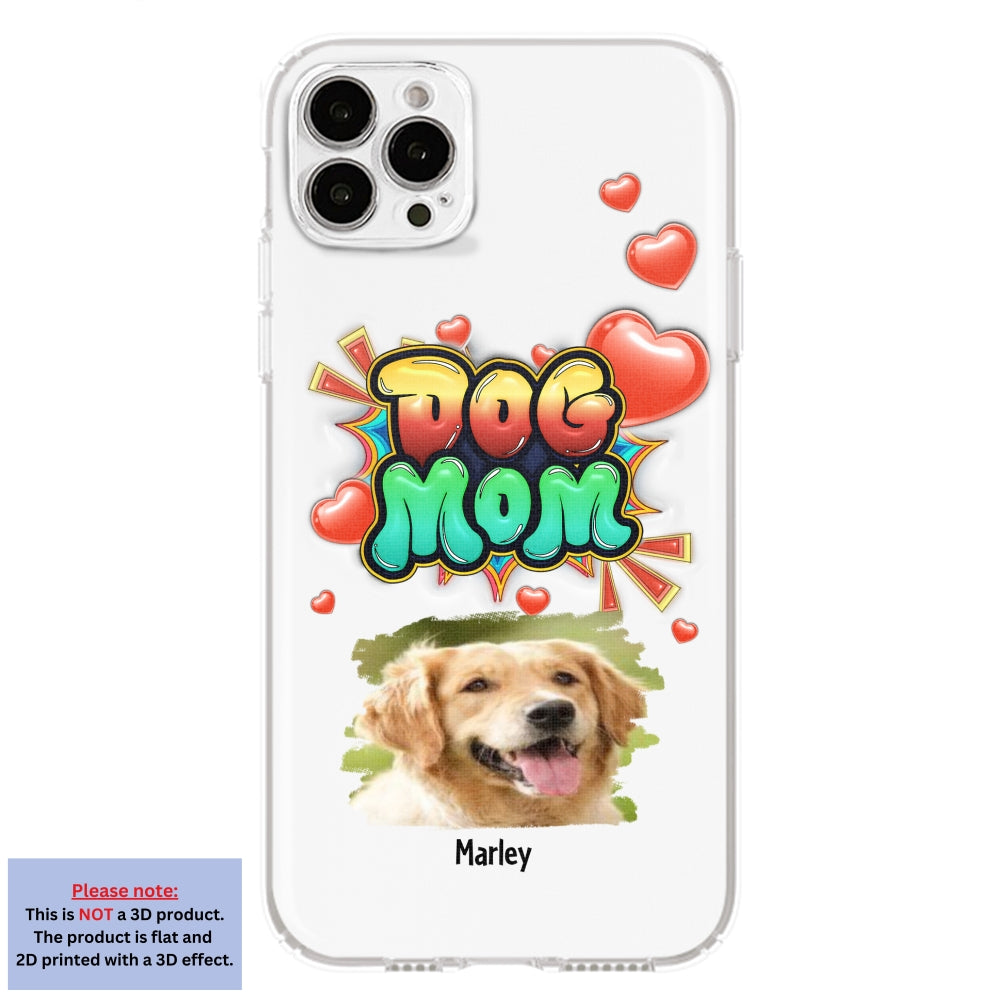 Dog Mom Gradient Photo - Personalized 3D Inflated Effect Phone Case