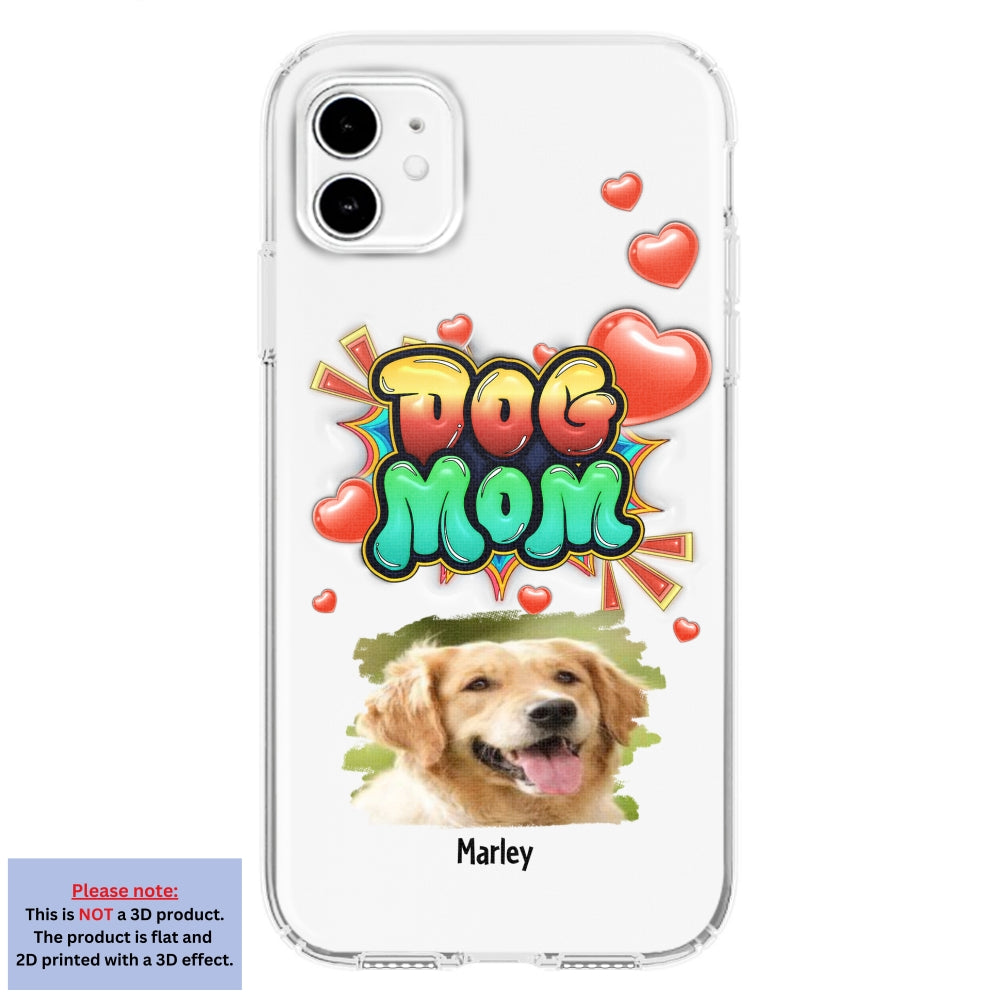 Dog Mom Gradient Photo - Personalized 3D Inflated Effect Phone Case
