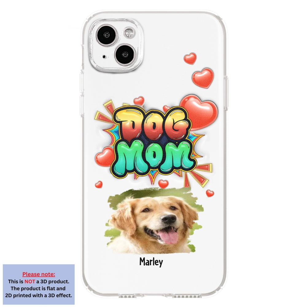 Dog Mom Gradient Photo - Personalized 3D Inflated Effect Phone Case
