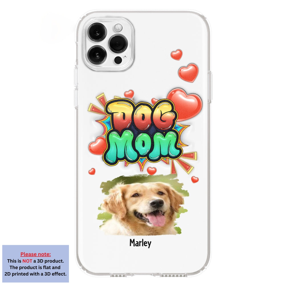 Dog Mom Gradient Photo - Personalized 3D Inflated Effect Phone Case