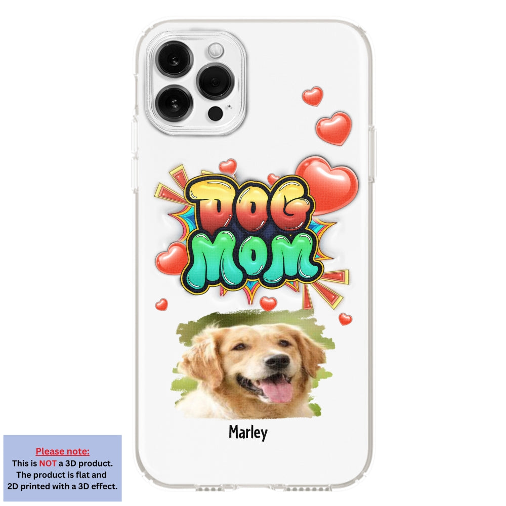 Dog Mom Gradient Photo - Personalized 3D Inflated Effect Phone Case
