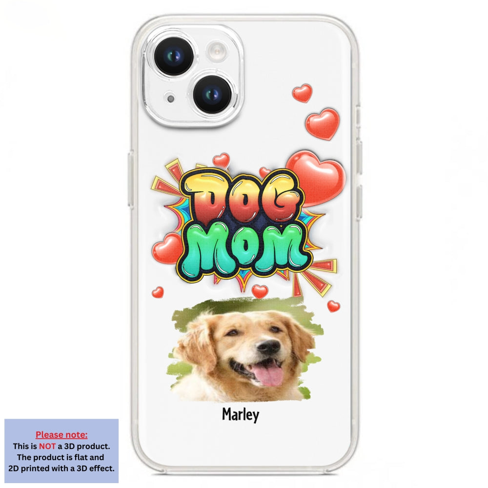 Dog Mom Gradient Photo - Personalized 3D Inflated Effect Phone Case
