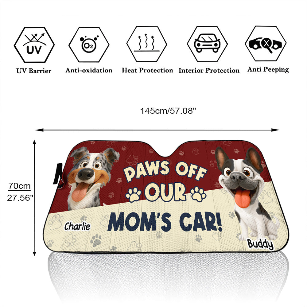 Paws Off My Mom Car - Personalized Car Sunshade
