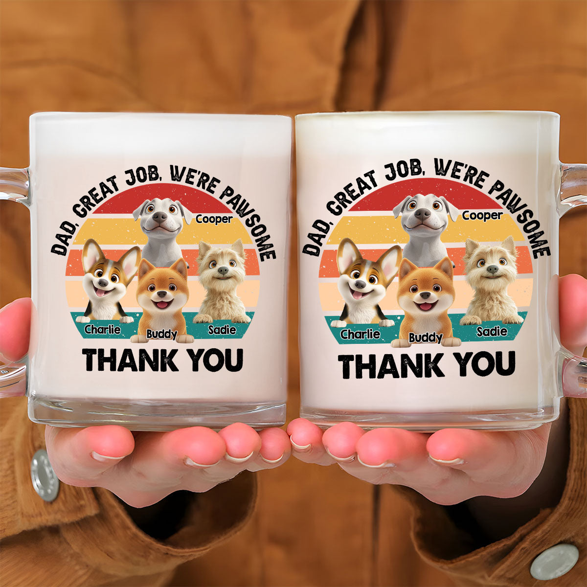 Custom Father's day Birthday Gifts For Dog Dad, Dog Lovers • Great Job I Am Pawsome - Personalized Glass Mug