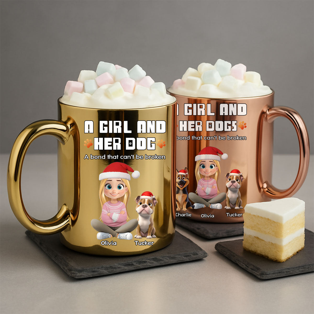 Custom Christmas Birthday Gifts For Dog Mom, Dog Lovers • A Girl And Her Dog - Personalized Metallic Mug