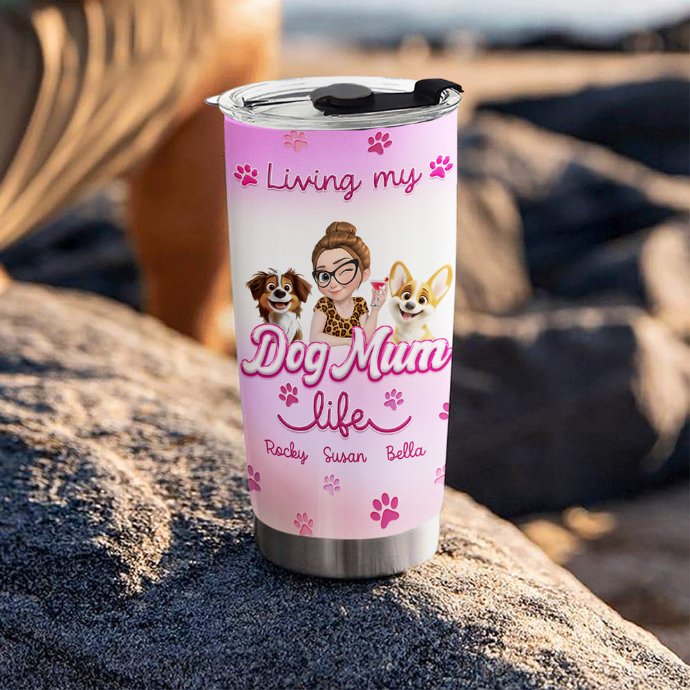 Custom Christmas Birthday Gifts For Dog Mom, Dog Lovers • Pinky World - Personalized 3D Effect Tumbler