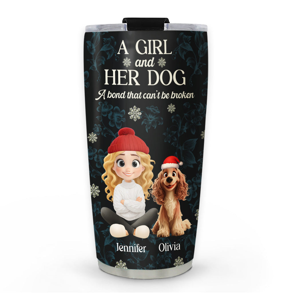 Custom Christmas Birthday Gifts For Dog Mom, Dog Lovers • Charming Christmas Girl And Dogs - Personalized Tumbler