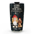 Custom Christmas Birthday Gifts For Dog Mom, Dog Lovers • Charming Christmas Girl And Dogs - Personalized Tumbler