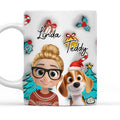 Custom Christmas Birthday Gifts For Dog Mom, Dog Lovers • Santa Is Coming To Us - Personalized 3D Inflated Effect Mug