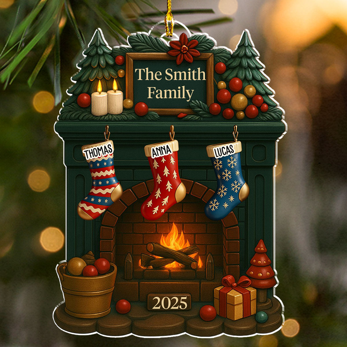 Family Fireplace - Personalized Acrylic Ornament
