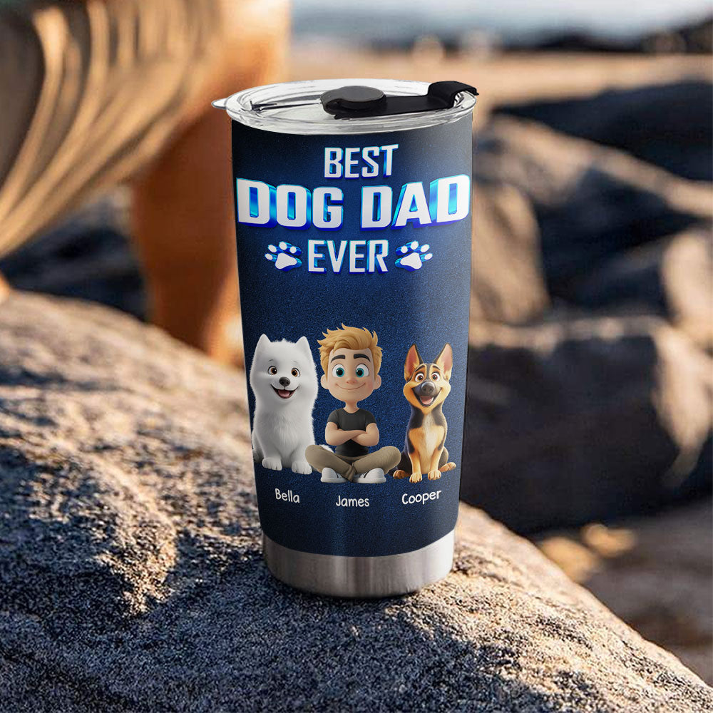 Custom Father's day Birthday Gifts For Dog Dad, Dog Lovers • Dog Dad Blue - Personalized Tumbler