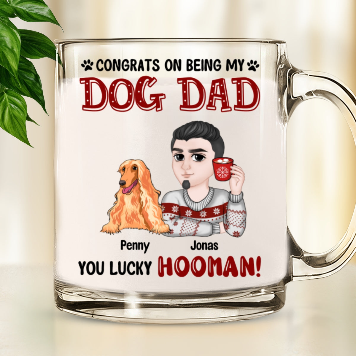 Custom Christmas Birthday Gifts For Dog Lovers • Congrats On Being My Dog Mom Dad - Personalized Glass Mug
