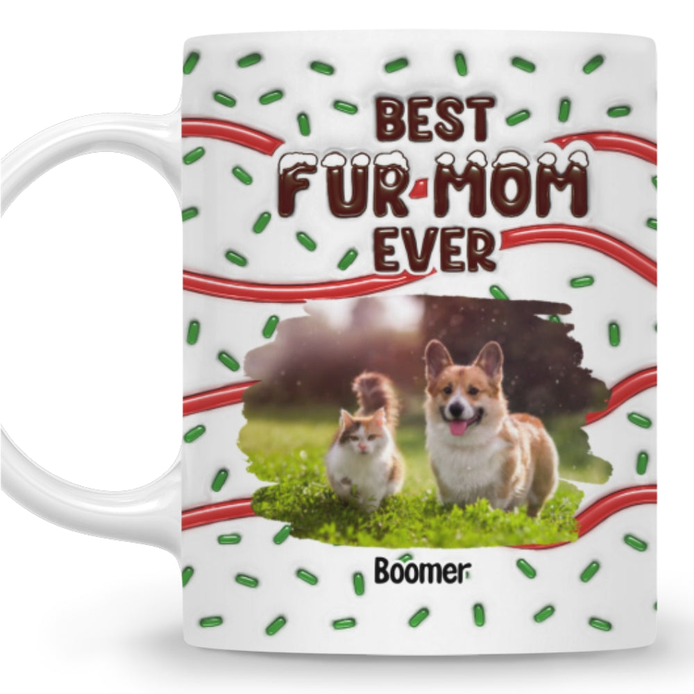 Custom Photo Christmas Birthday Gifts For Dog Lovers • Best Fur Mom Cake Photo - Personalized 3D Inflated Effect Mug