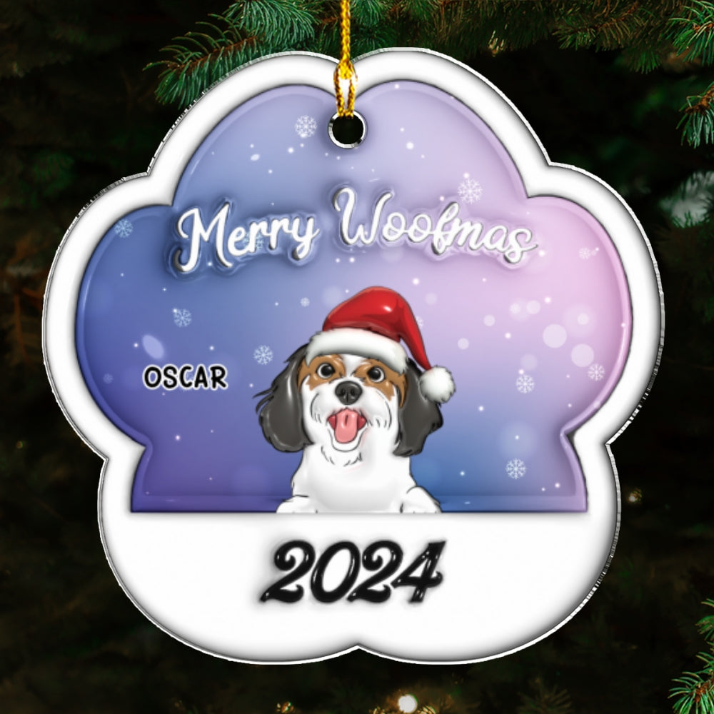 Merry Woofmas 2024 - Personalized 3D Inflated Effect Acrylic Ornament