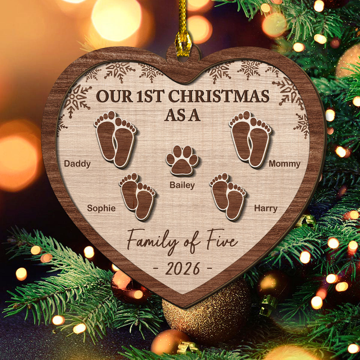 Our 1st Christmas - Personalized Freeshape 2-Layered Wood Ornament