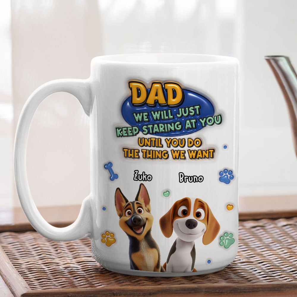 Custom Mother's Father's day Birthday Gifts For Dog Lovers • Staring At You - Personalized 3D Inflated Effect Mug