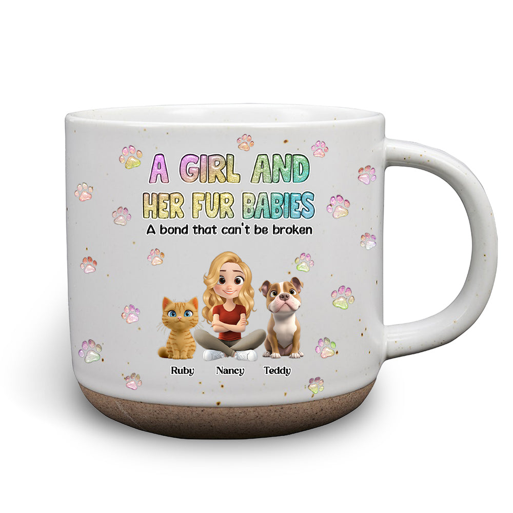 Custom Christmas Birthday Gifts For Pet Mom, Pet Lovers • A Girl And Her Fur Babies - Personalized Pottery Mug