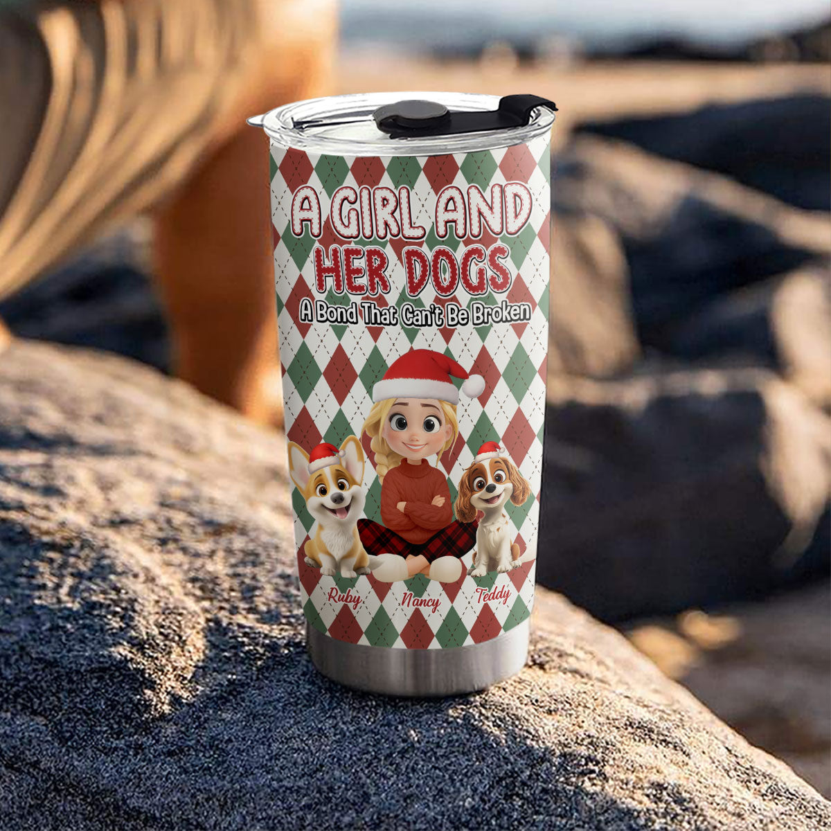 Custom Christmas Birthday Gifts For Dog Mom, Dog Lovers • Girl Loves Dog Square - Personalized Tumbler
