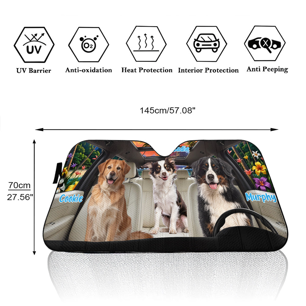 Custom Christmas Birthday Gifts Car Accessories for Dog Parents • Let Us Hang Out Photo - Personalized Car Sunshade