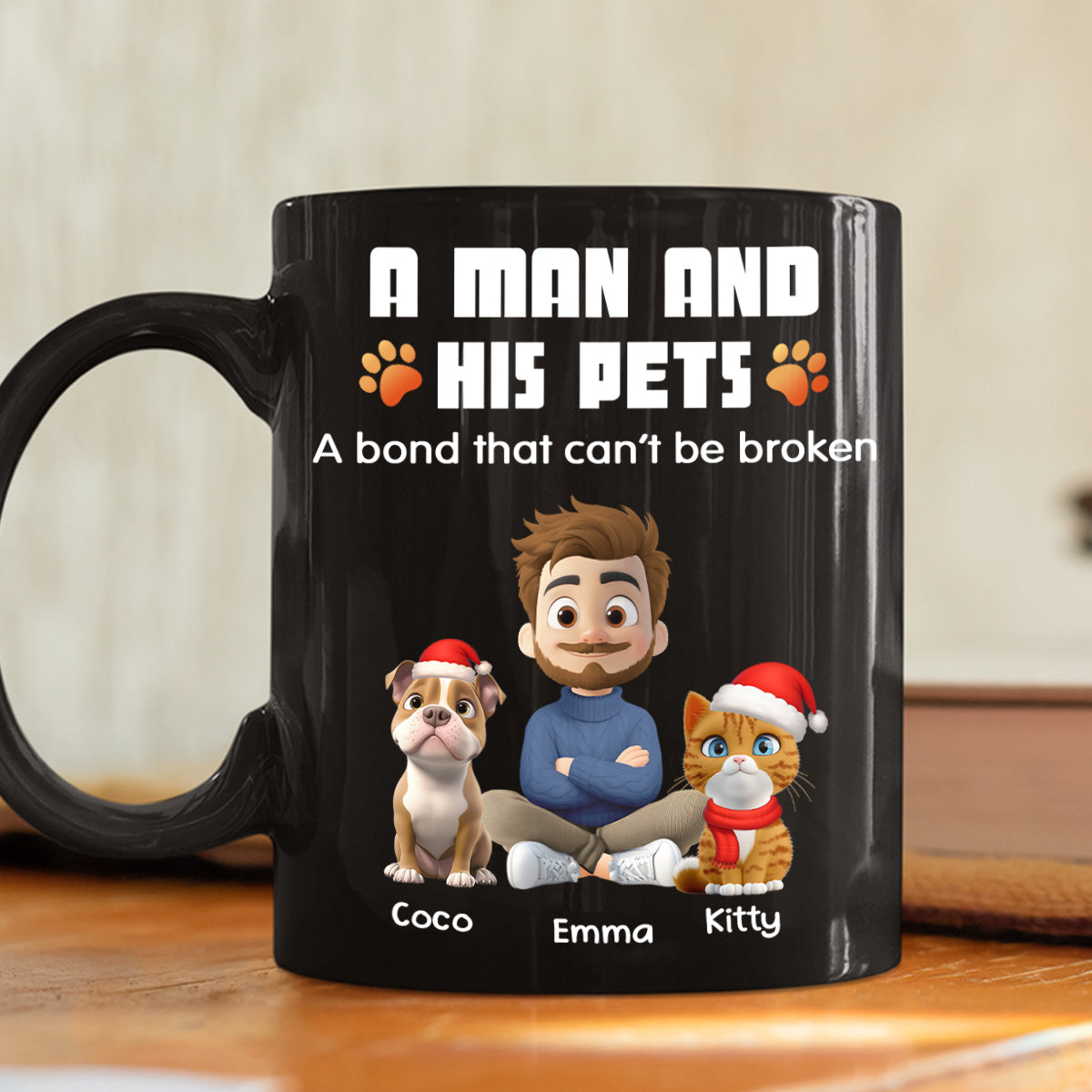 Custom Christmas Birthday Gifts For Dog Lovers • Human And Their Pet Cartoon Christmas - Personalized Coffee Mug