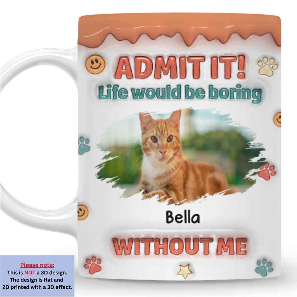 Custom Photo Christmas Birthday Gifts For Cat Lovers • Admit It Chunky Cat Photo - Personalized 3D Inflated Effect Coffee Mug