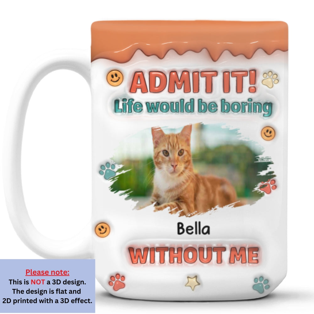 Custom Photo Christmas Birthday Gifts For Cat Lovers • Admit It Chunky Cat Photo - Personalized 3D Inflated Effect Coffee Mug