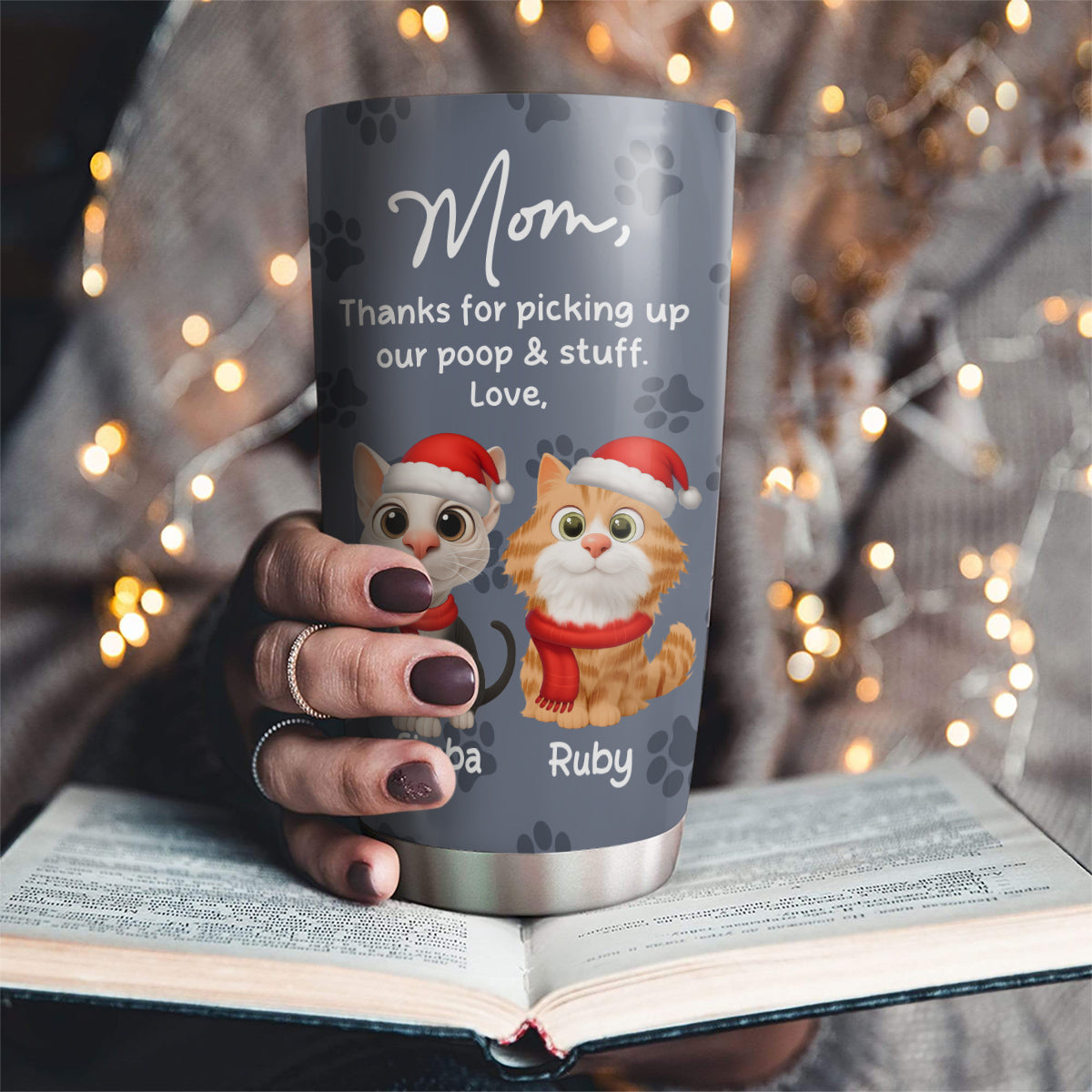 Custom Christmas Birthday Gifts For Cat Lovers • Picking Up My Poo And Stuff Ver Cat - Personalized Tumbler