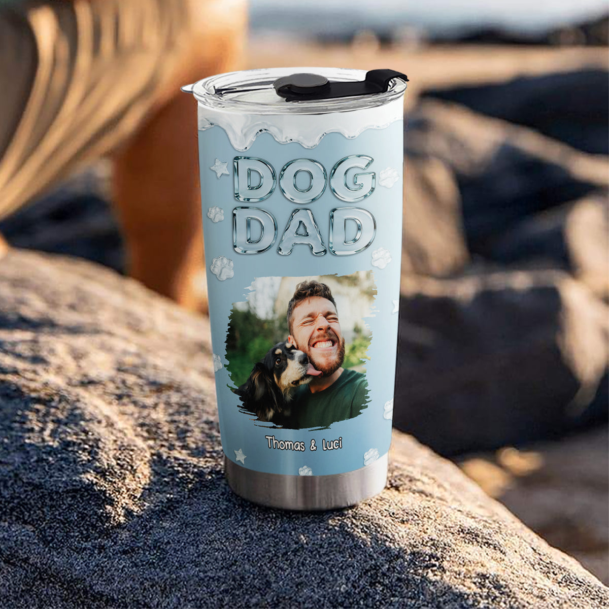 Custom Photo Christmas Birthday Gifts For Dog Dad, Dog Lovers • Cool Dog Dad Photo - Personalized Tumbler