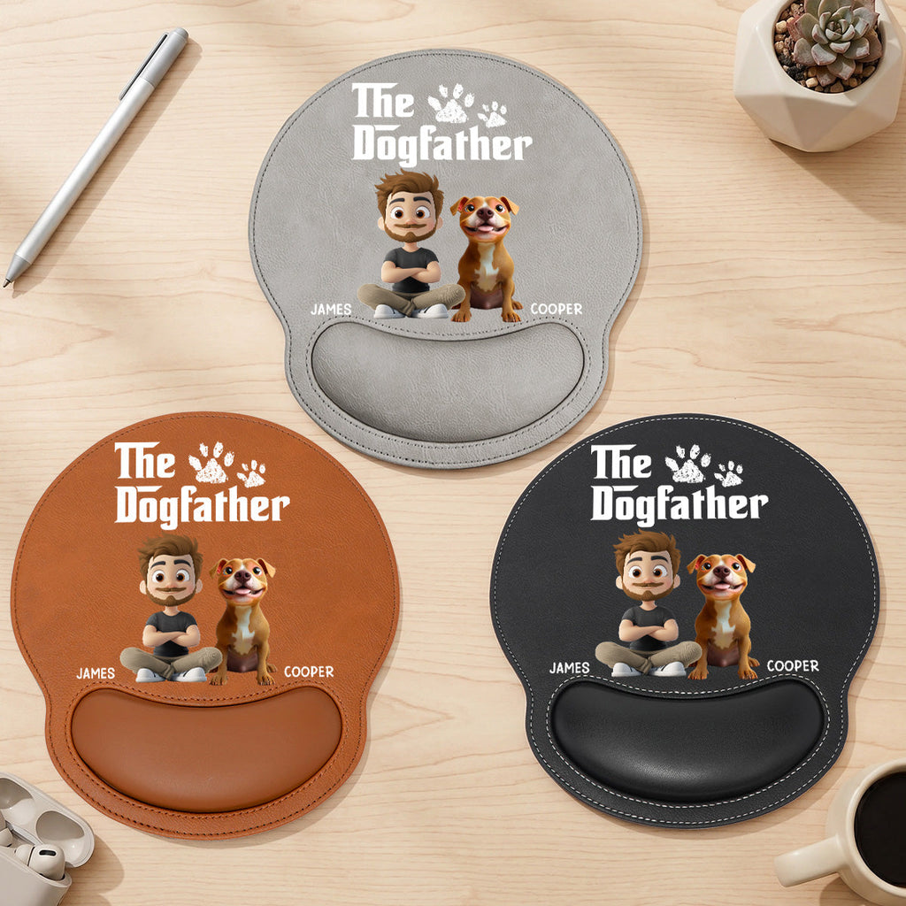 The Dogfather - Personalized Leather Mouse Pad