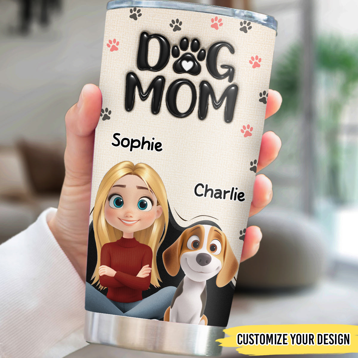 Custom Christmas Birthday Gifts For Dog Mom, Dog Lovers • Mom Love You The Most - Personalized 3D Inflated Effect Tumbler