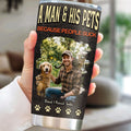 Custom Photo Father's day Birthday Gifts For Pet Dad, Pet Lovers • A Man And His Retro Pet Photo - Personalized Tumbler