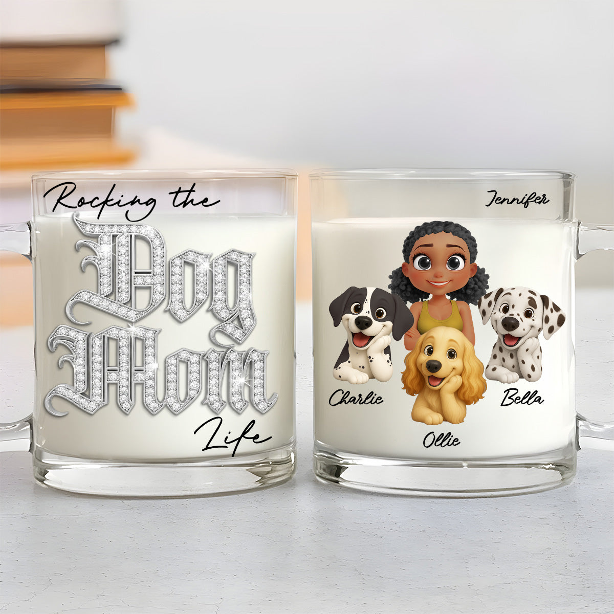 Custom Christmas Birthday Gifts For Dog Mom, Dog Lovers • Rocking My Way - Personalized 3D Effect Glass Mug