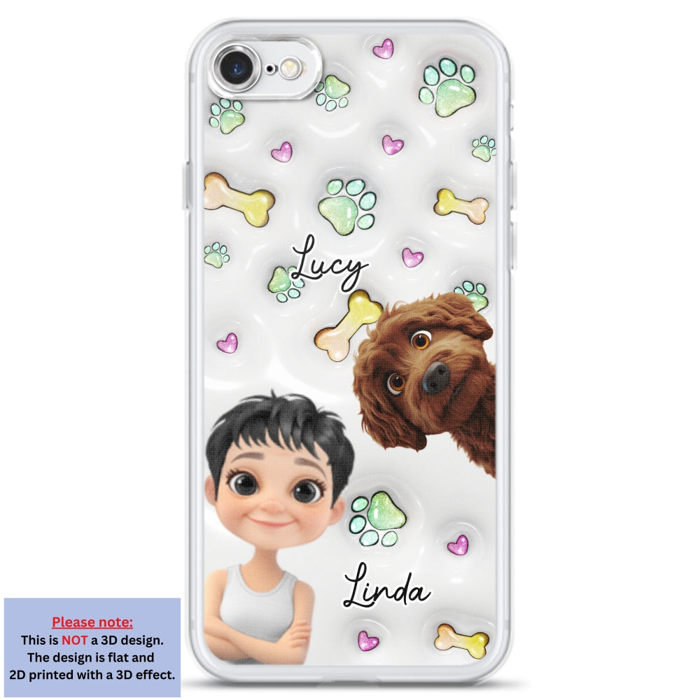 Lovely Human And Her Dogs - Personalized 3D Inflated Effect Phone Case