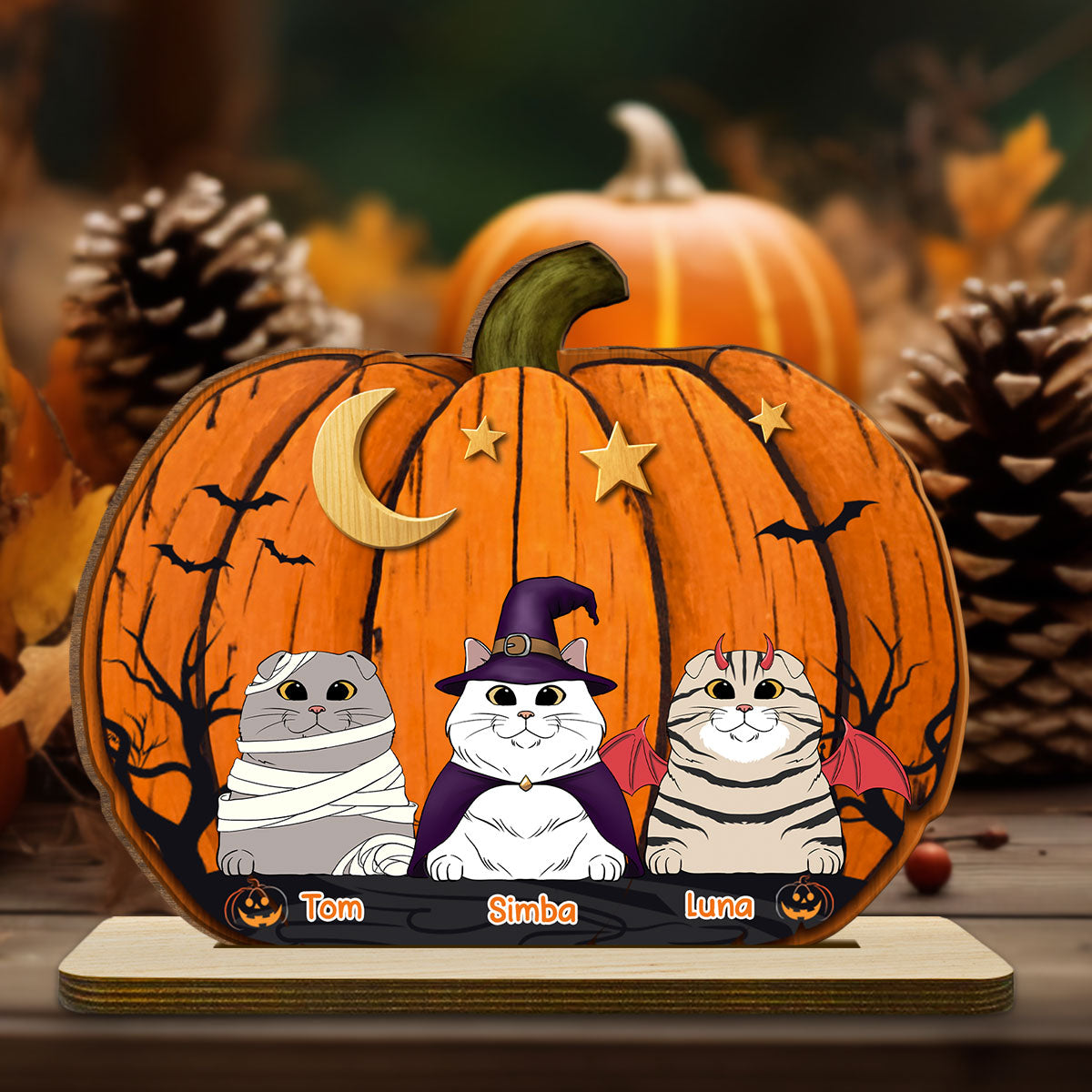 We Like Pumpkins - Personalized 2-Layer Wood Plaque With Flat Base
