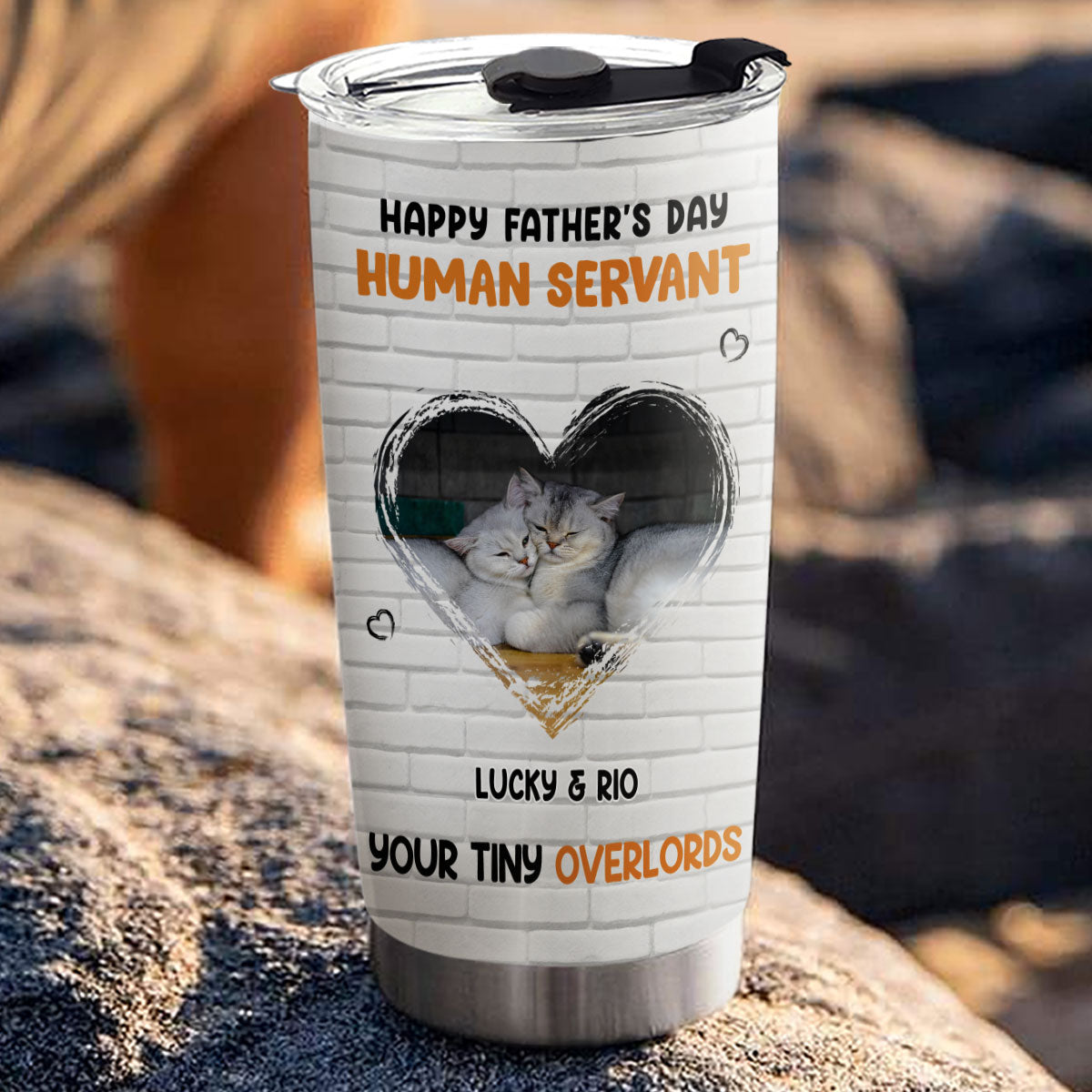 Custom Photo Father's day Birthday Gifts For Cat Dad, Cat Lovers • My Human Photo - Personalized Tumbler