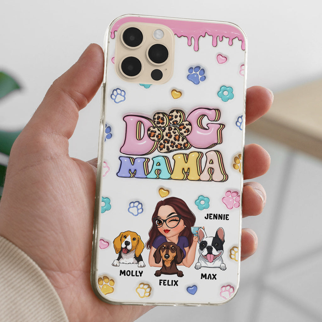 Dog Mom For Life - Personalized 3D Inflated Effect Phone Case
