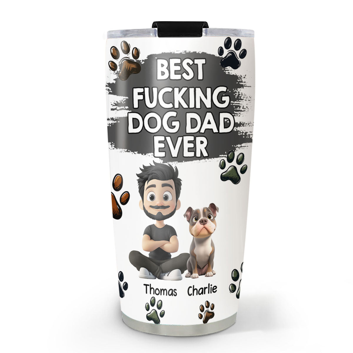 Custom Christmas Birthday Gifts For Dog Dad, Dog Lovers • Best Dog Dad Cartoon Christmas - Personalized Tumbler