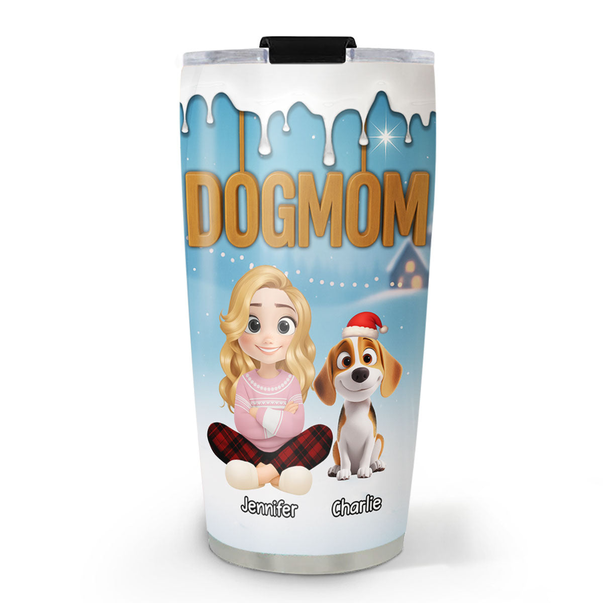Custom Christmas Birthday Gifts For Dog Mom, Dog Lovers • Your Mom Now Onwards - Personalized 3D Inflated Effect Tumbler