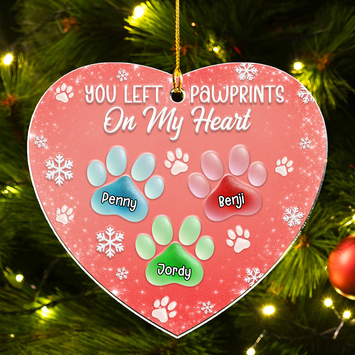 Custom Christmas Memorial Sympathy Gifts For Dogs, Cats • Just Be Here With Me - Personalized 3D Effect Acrylic Ornament