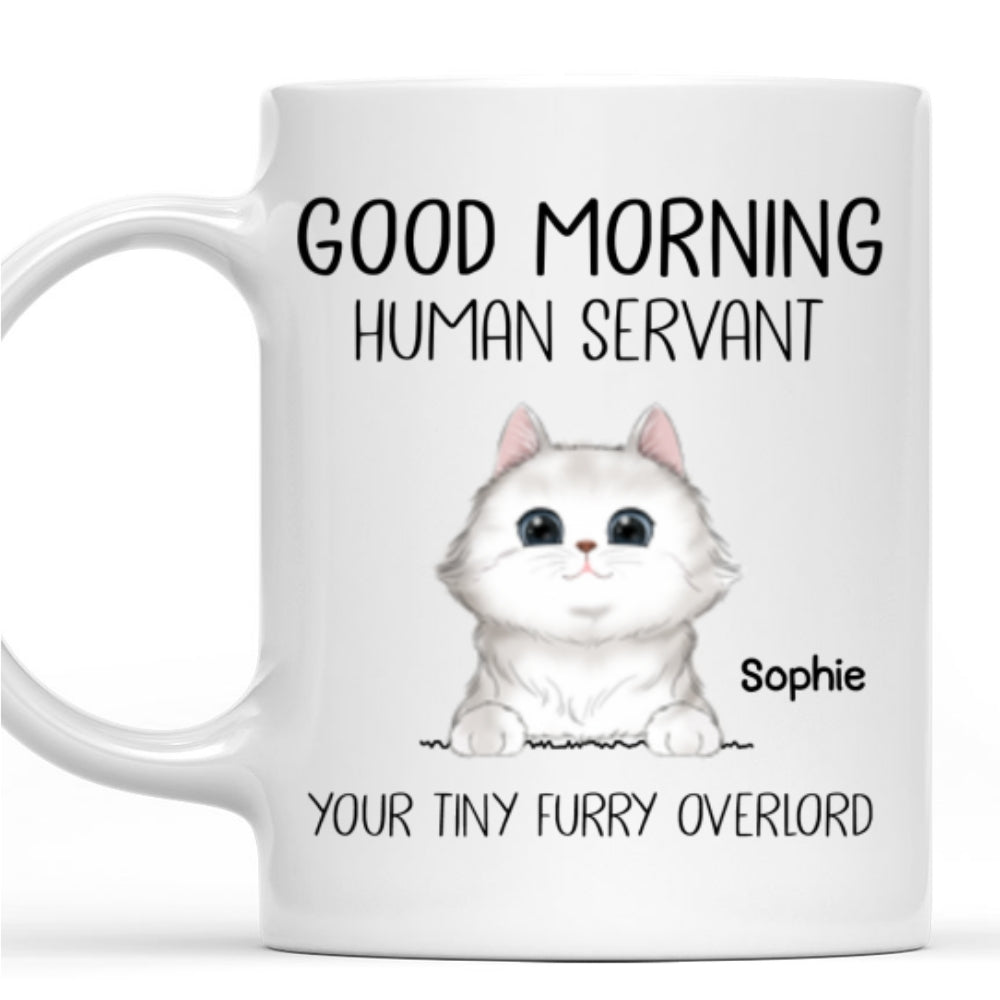 Custom Mother's day Birthday Gifts For Cat Mom, Cat Lovers • Good Morning Human Servant - Personalized Coffee Mug