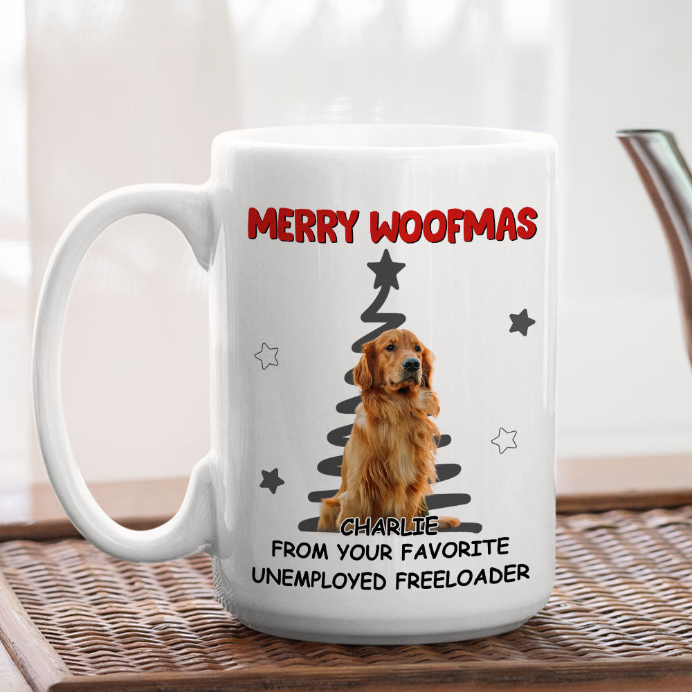 Custom Photo Christmas Birthday Gifts For Dog Lovers • Unemployed Freeloader Photo - Personalized Coffee Mug