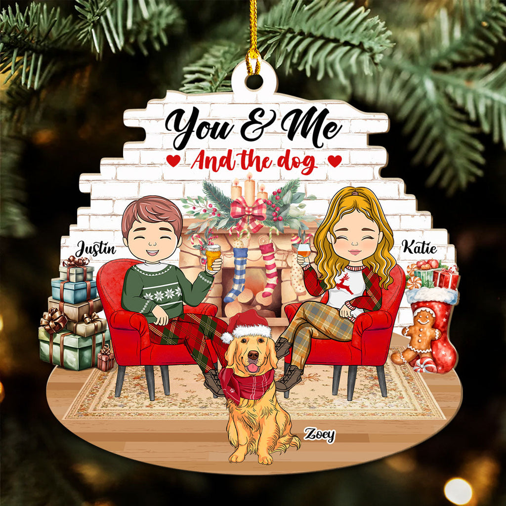 Couple And Dogs - Personalized Wood Ornament