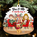Couple And Dogs - Personalized Wood Ornament