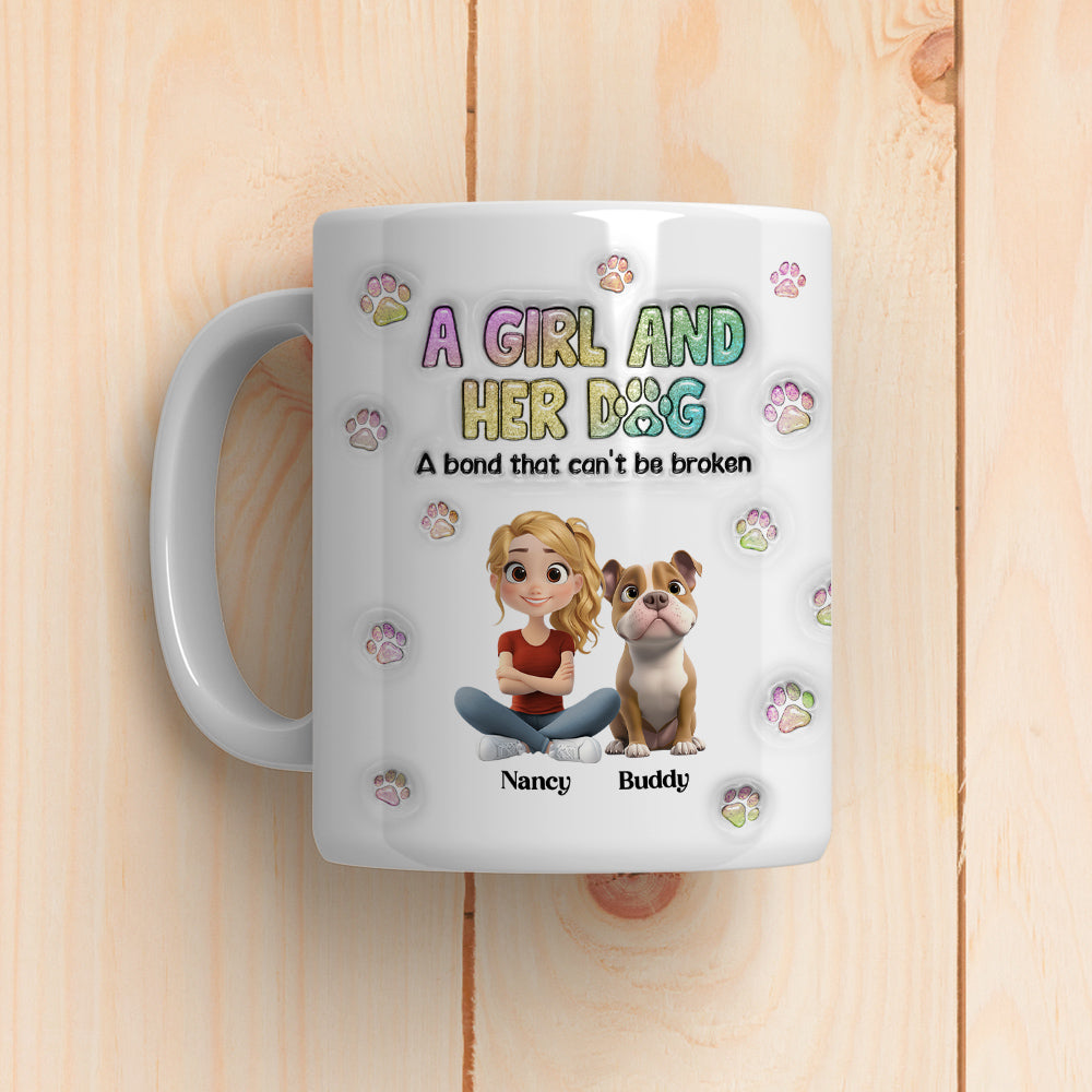 Custom Christmas Birthday Gifts For Dog Mom, Dog Lovers • A Girl And Her Dog - Personalized 3D Inflated Effect Mug